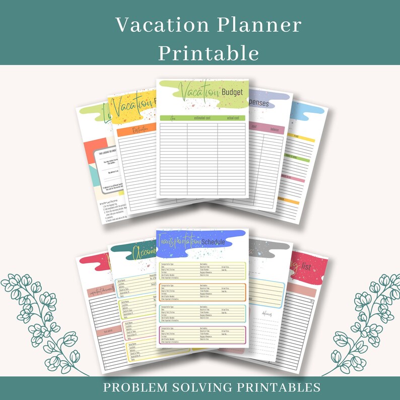 Travel Planner Printables Travel Diary Vacation Planner Digital Travel ...