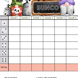 Fall Themed Bunco Score Card Sheets Pad Printable Autumn Bunko Score ...