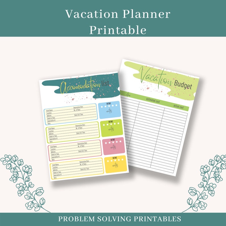 Travel Planner Printables Travel Diary Vacation Planner Digital Travel ...