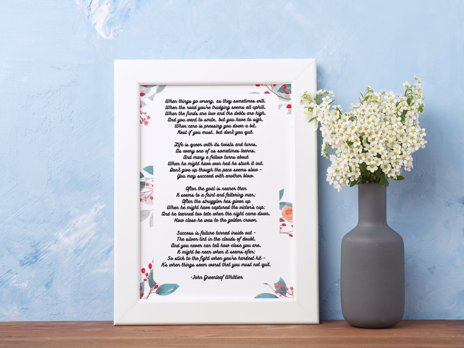 Don't Quit Poem John Greenleaf Whittier Print Inspirational Quotes Wall ...