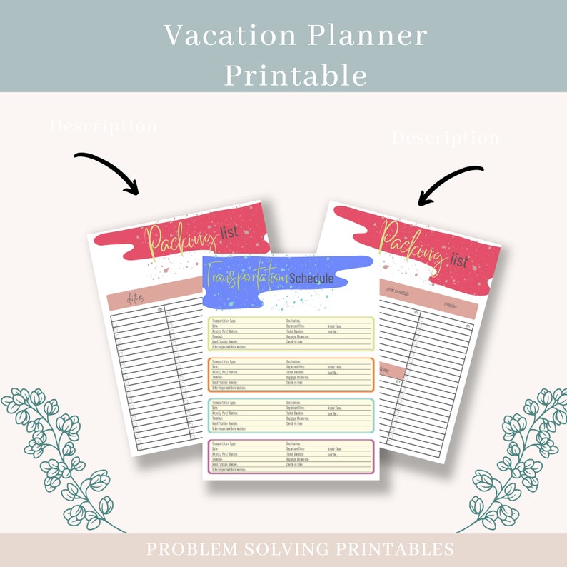 Travel Planner Printables Travel Diary Vacation Planner Digital Travel ...
