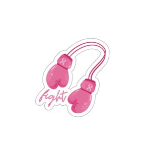 Pink Boxing Gloves Die-Cut Sticker: Breast Cancer Awareness Support