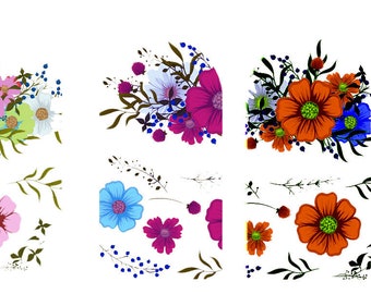 Retro Blume Nagel Aufkleber