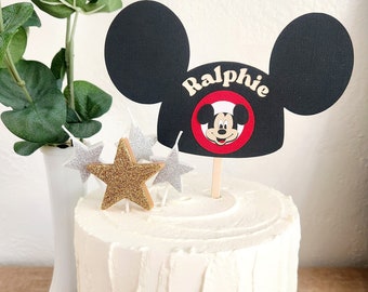 Mouseketeers Name Cake Topper - Party Supplies Decoration Center Piece Table Snacks Personalized Custom Boy Girl Vintage Mickey Mouse Club