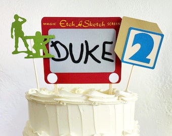 Toy Story Birthday Cake Topper: Etch-a-Sketch, Alien, Army Men