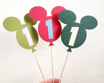 Mickey Number Balloon Wand - Party Supplies Decoration Center Piece Table Snacks Occasions Bin Basket Wand Boy Girl Vintage Mouse Club Age