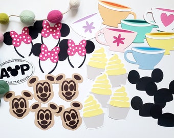 Disneyland Table Confetti - Party Decor Supplies Pastel Birthday Baby Shower Cut Outs Present Smash Cake Teacup Minnie Mickey Dole Whip