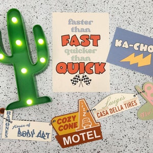 Radiator Springs Banner - Party Supplies Decoration Smash Cake Carsland Lightening Mcqueen First Birthday Photo Prop Racing Flag Boys Kids