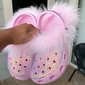 Pink croc heels sales