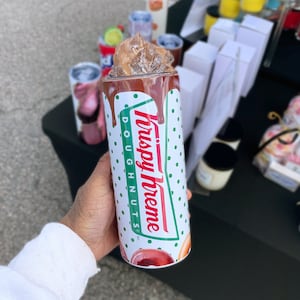 20oz Krispy Kreme Tumbler w/ Topper/ Summer Tumbler with Ice Lid & Metal Straw/3D Ice Lid Tumbler/ 3D Iced Coffee Lid/ Custom Tumbler