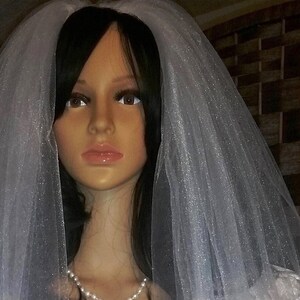 SNOWWHITE BRIDAL VEIL w delicate hand-sewn Silver Crystal Beaded edge picks up light perfectly. Hand-sewn. Handmade in America by me.