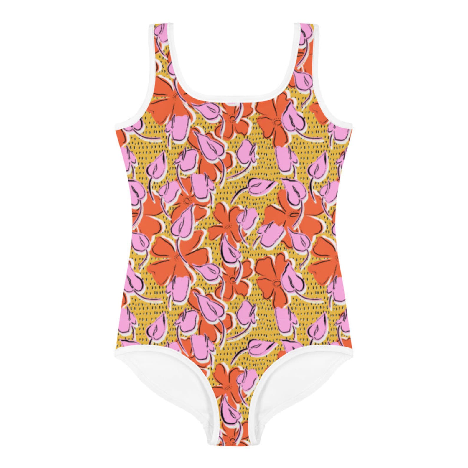 Toddler Girls Retro Floral 70s Swimwear Groovy Kids Swimsuit | Etsy