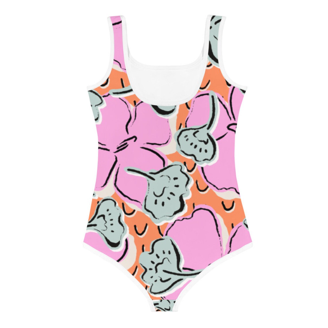 Boho Girls Bathing Suit Floral Toddler Swimwear Retro One Etsy