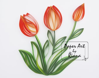 Tulip Flower Edition Papier Quilling Art (Unframed)