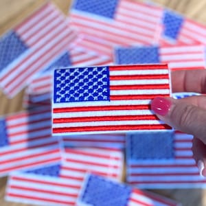 American flag hat patch 3.27” x 1.89”, embroidery patch, trucker hat patch, USA, flag, iron on patch