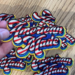 American Made hat patch 4&quot; x 2.5&quot;, embroidery patch, trucker hat patch