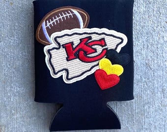 Kansas City Arrowhead Neoprene Can Cooler, Football Patch