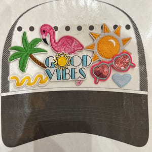 Good Vibes Ready to Press Hat Patch Design, embroidery patch, trucker hat patch
