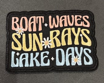 Boat Days Sun Rays Lake Days hat patch , embroidery patch, summer trucker hat patch