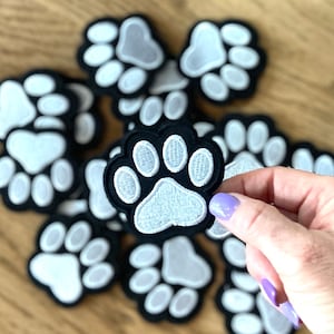 Paw print hat patch 2&quot; x 2.4&quot;, embroidery patch, trucker hat patch, cat, dog, paw print, iron on patch,