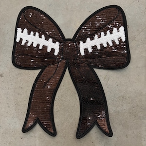 Sequin Football Bow patch, embroidery patch, jacket patch