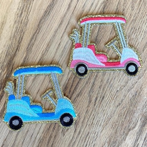 ゴルフカート ハット パッチ、3.5 インチ x 3 インチの刺繍パッチ、トラッカー ハット パッチ、ゴルフ パッチ