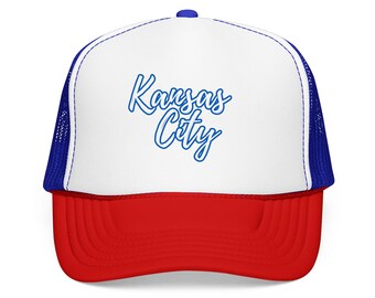 Kansas City Script Foam Trucker Hat | Pink Mesh Cap