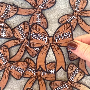 Football Bow Embroidered Patch, Trucker Hat Applique (2.25" x 2.75")