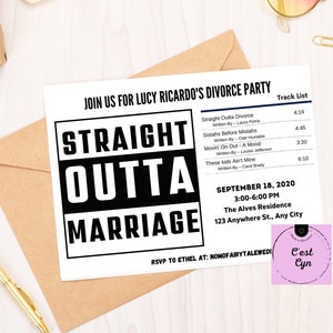 Echtscheiding partij uitnodigen aanpassen - Straight Outta huwelijk uitnodigen - echtscheiding uitnodiging - Instant Download - het is voorbij - echtscheiding uitnodigen