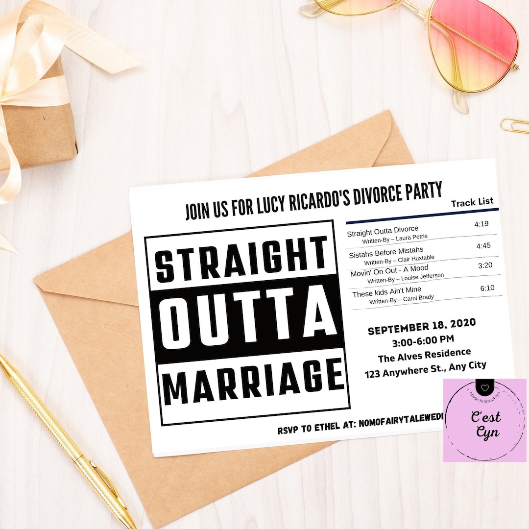 Customize Divorce Party Invite Straight Outta Marriage Invite Divorce