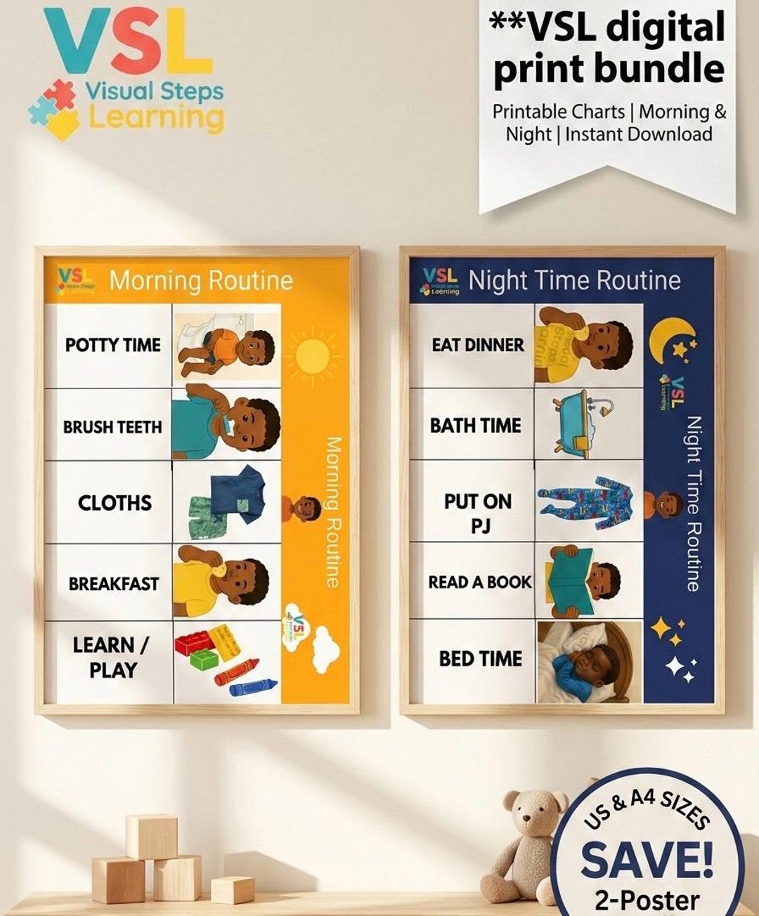 Toddler Morning & Night Routine Bundle | Visual Schedule Printable ...