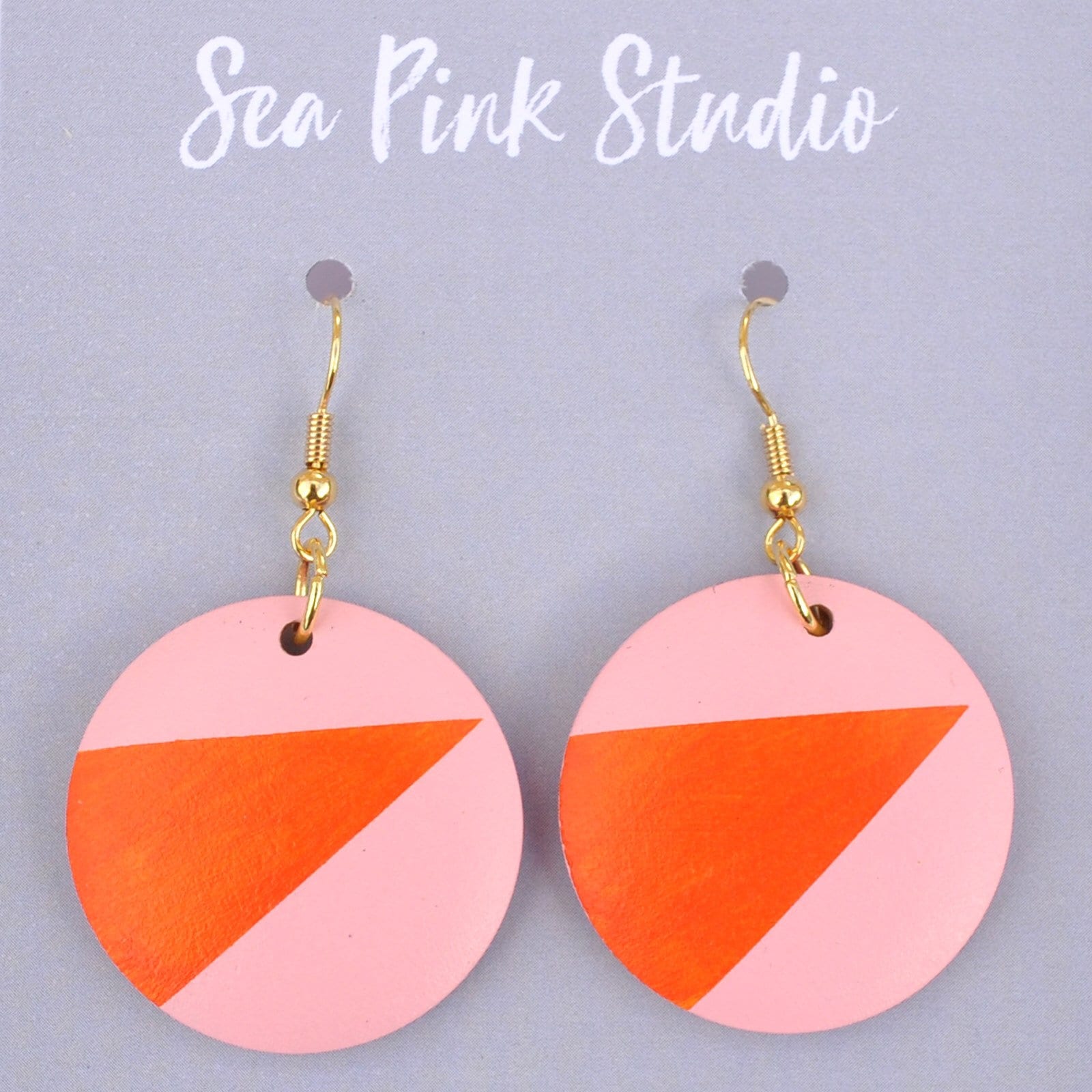Pink and Orange Earrings Statement Earrings With Geometric Etsy UK