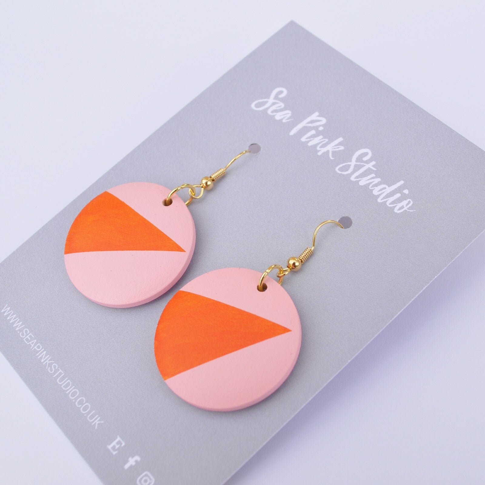 Pink and Orange Earrings Statement Earrings With Geometric Etsy UK