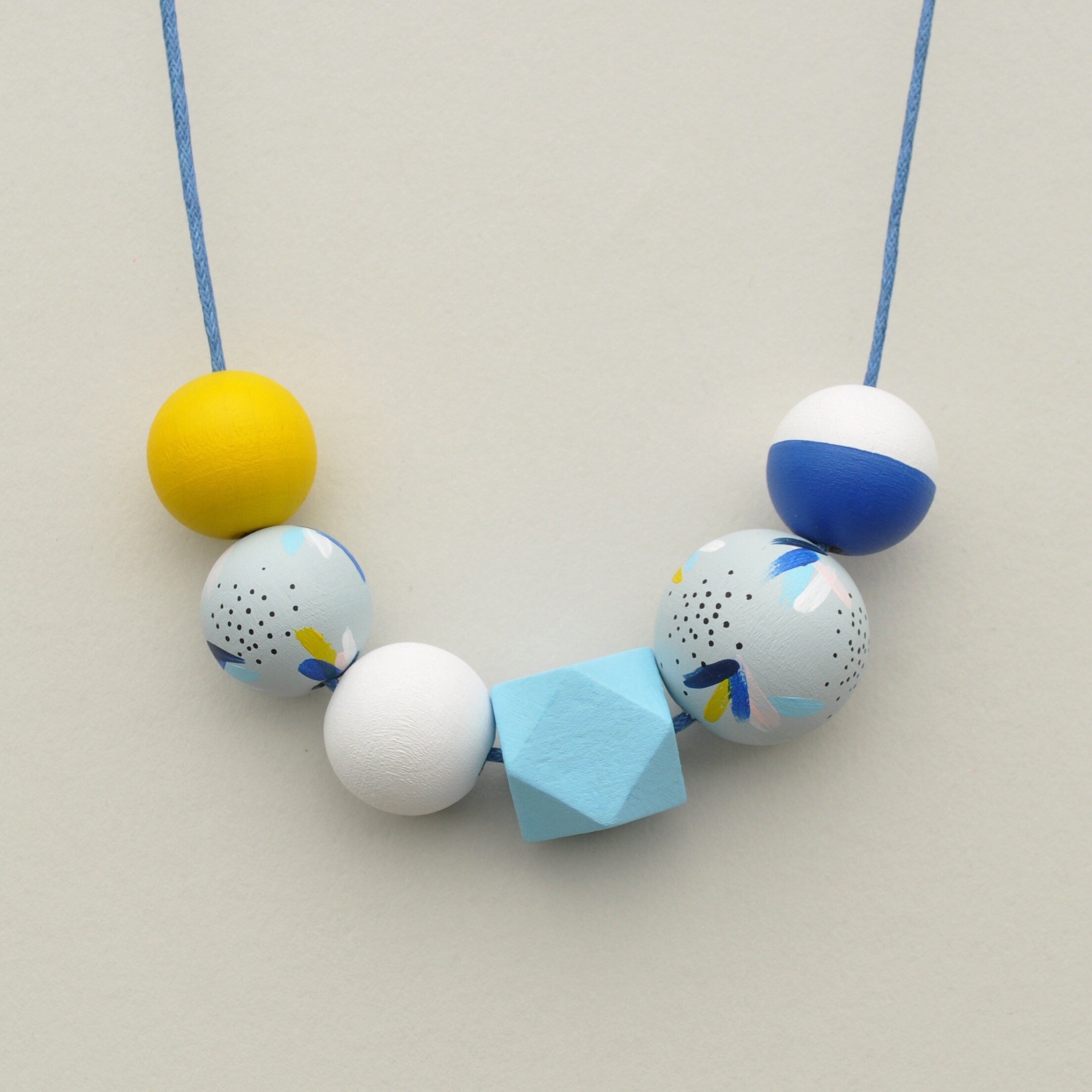 Yellow Geometric Shape Pendants Sweater Chain Wood Beads Necklace Handwork Gift Yellow Geometric Shape Pendants Sweater Chain Wood Beads Necklace Handwork Gift