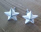SET OF 2 Star Knobs, Star Decor Handles, White Distressed Dresser Drawer Pulls, Desk Cabinet Handles, 2 quot