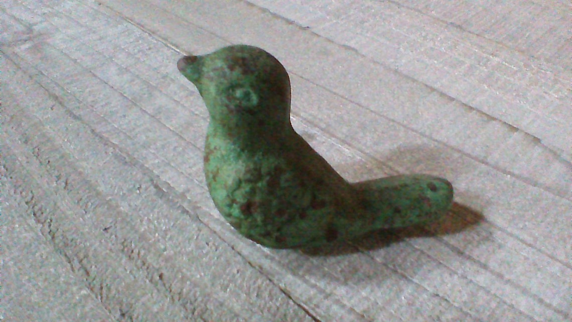 Cast Iron Bird Knobs Rustic Green Drawer Knobs Distressed Etsy