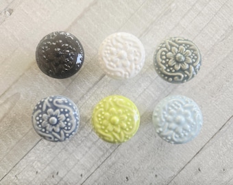 Tiradores de cajón con forma de flor: Tiradores para cajones de cómoda, azul, verde, turquesa, blanco, negro.