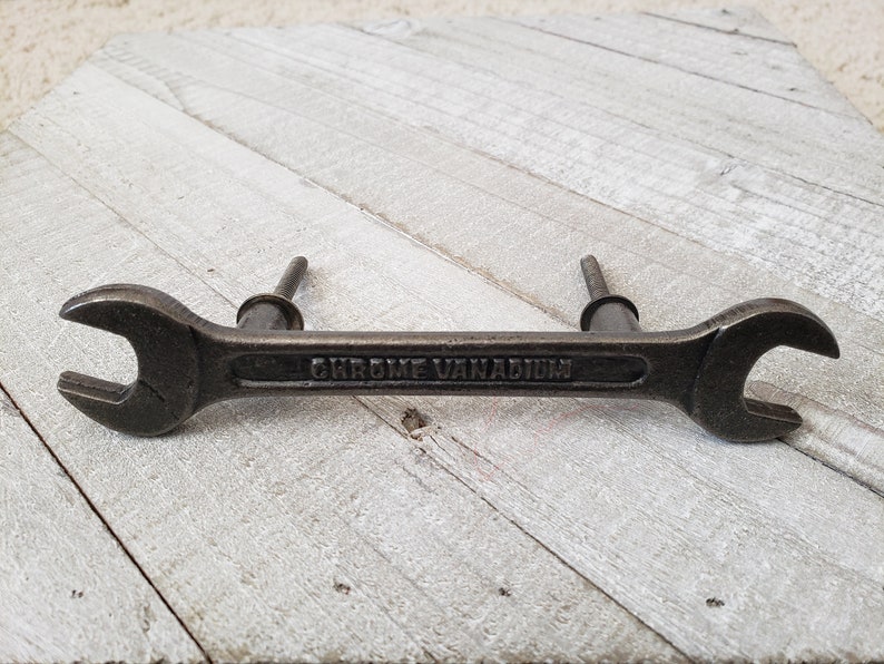 Wrench Drawer Pulls, Retro Silver Drawer Pulls, Man Cave Tool Handles, Garage Cabinet Drawer Pulls, Modern Kitchen Cabinet Handles, 2 7/8" image 1