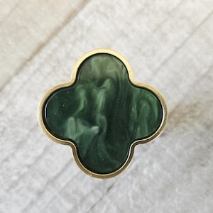Green Clover Knobs, Green and Gold Knobs, Fancy Dresser Drawer Pulls