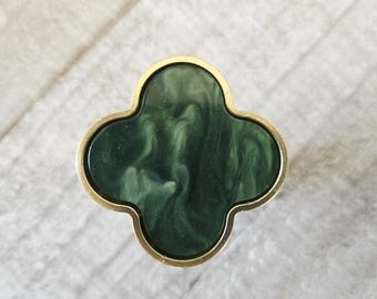 Puxadores de trevo verde, puxadores verdes e dourados, puxadores de gaveta elegantes para cômoda.