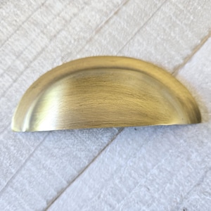 Antique Brass Cup Drawer Pulls, Brass Cup Handles, Modern Drawer Pulls, Farmhouse Knobs, Victorian Dresser Drawer, Desk Cabinet 3&quot;