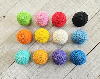 Jute Ball Drawer Knobs, Rope Handles, Nautical Pulls, Rainbow, Red, Blue, Green, Yellow, Pink, Orange, Pink, White, Black, Turquoise