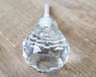 Clear Round Knobs, Etched Glass Knobs, Ball Knobs, Crystal Knobs, Fancy, Vintage Inspired Dresser Drawer Pulls, Desk Cabinet Handles, 1 1/4"