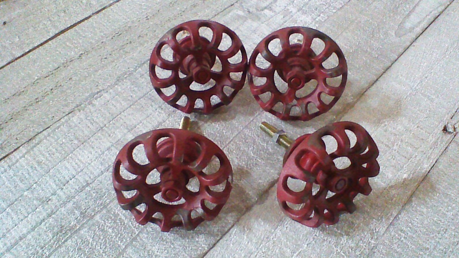 SET DE 4 perillas de cajón de grifo rojo rústico manijas de | Etsy