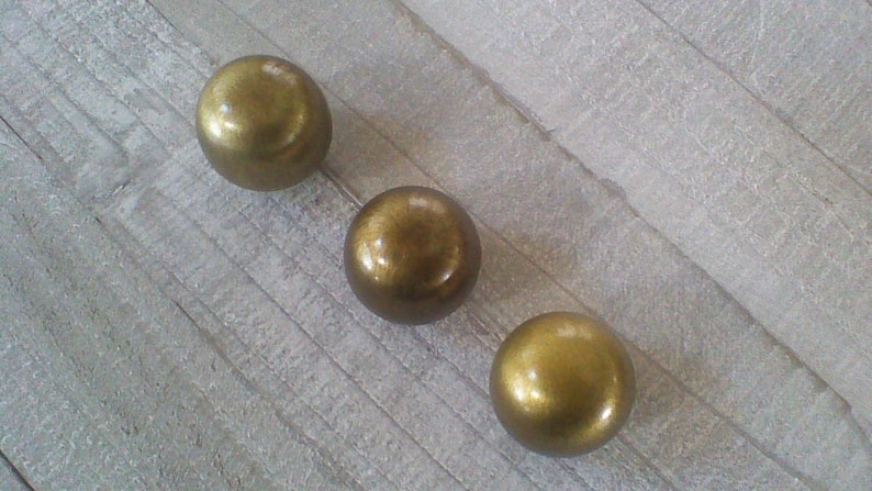 Victorian Ball Drawer Knobs Antique Brass Handles Round Gold Etsy