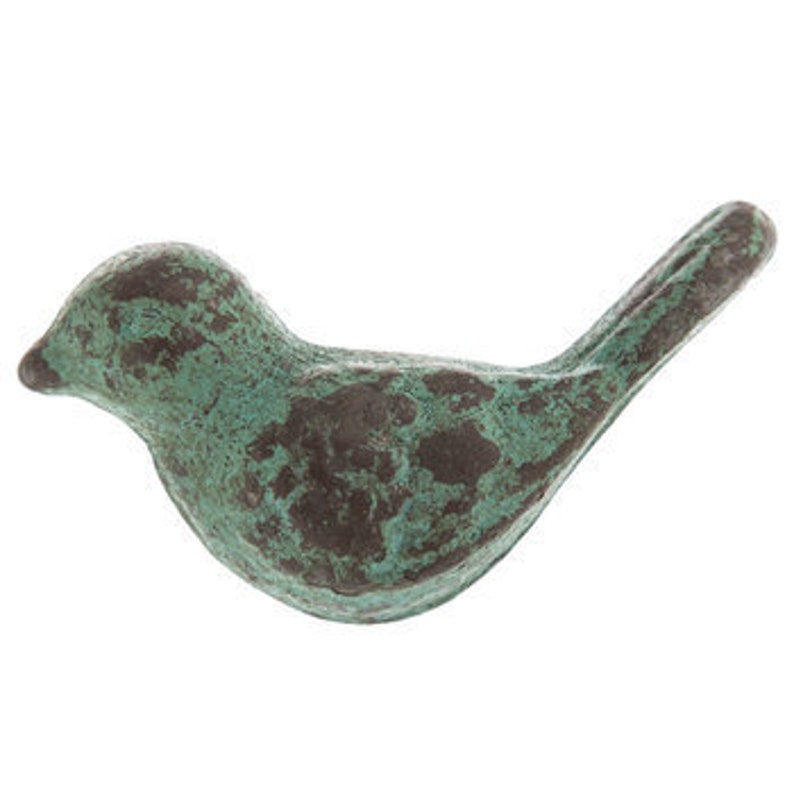 Cast Iron Bird Knobs Rustic Green Drawer Knobs Distressed Etsy