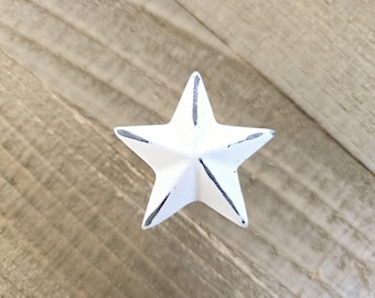 Tiradores blancos con forma de estrella envejecida: Tiradores para cajones y armarios, 2"
