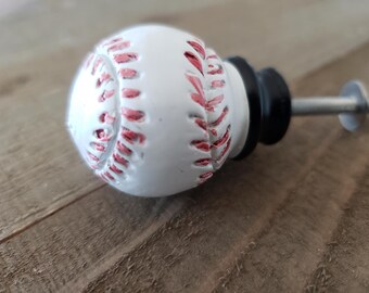 Baseball Drawer Knobs, Baseball Handles, Boy Dresser Drawer Pulls, Desk Handles, 1 1/8" Sports Nursery Decor