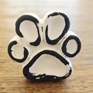 Hundknoppar, Husdjursdekor, Hunddekor, Byråhandtag, Skrivbordshandtag, Knopp för husdjursälskare, Vit, sliten tassrosa knopp