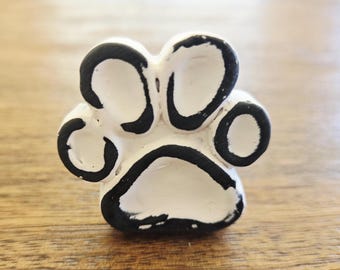 Dog Knobs, Pet Decor, Dog Decor, Dresser Drawer Pulls, Desk Cabinet Handles, Pet Lover Knob, White Distressed Paw Pink Knob